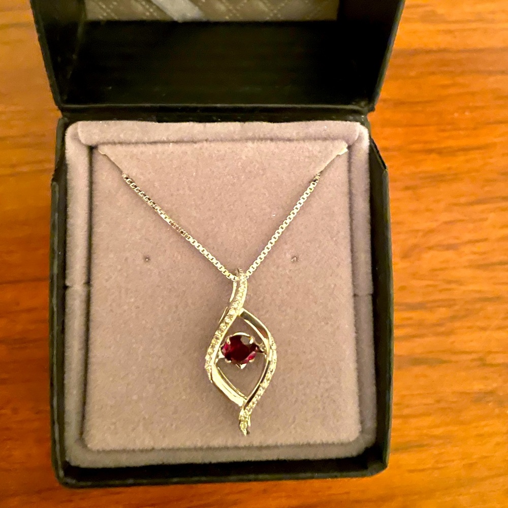 Garnet and diamond accent necklace